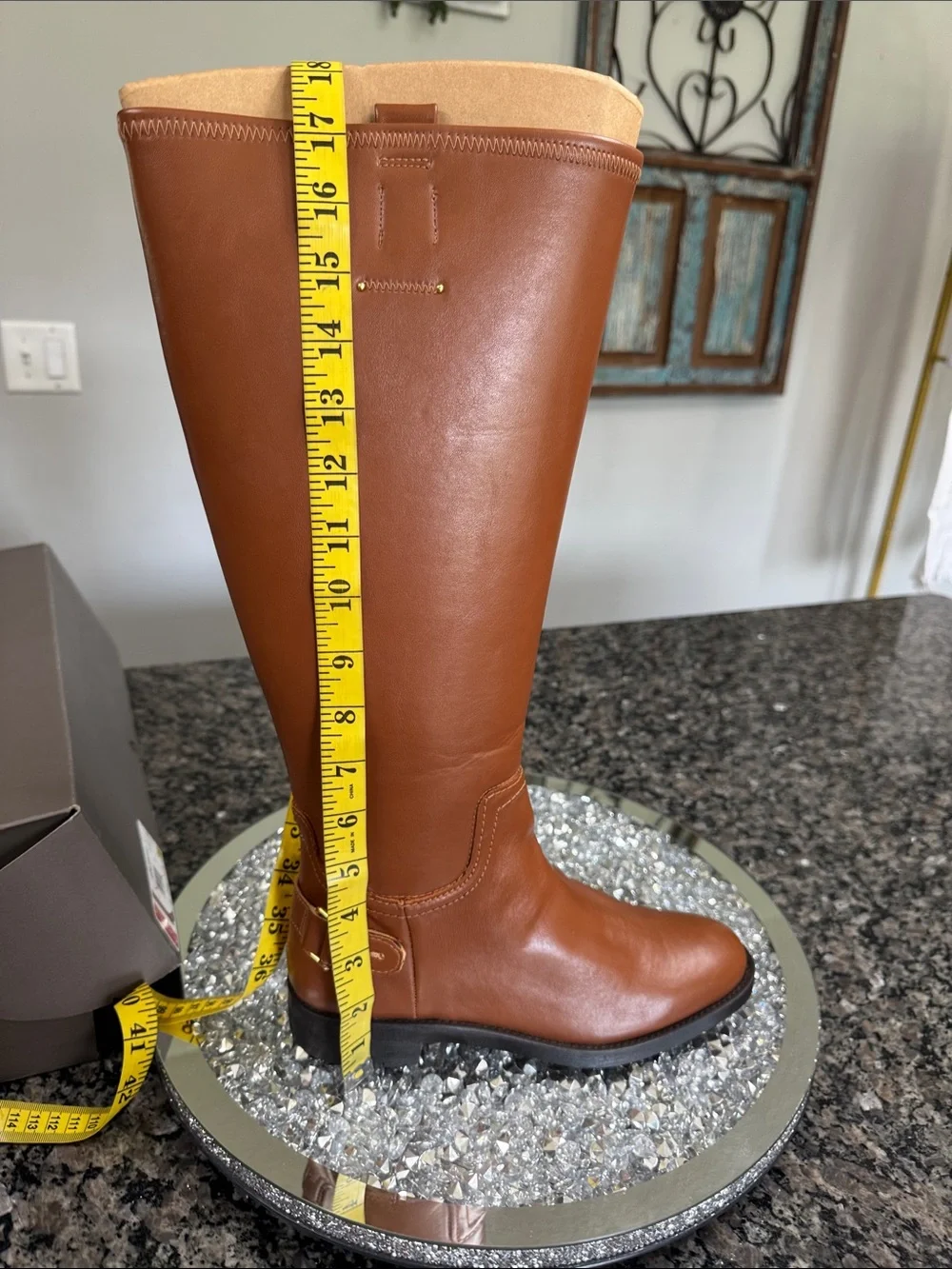 Franco Sarto Tall Cognac Over-the-Knee Boots with Gold Buckle NEW WIDE CALF 7